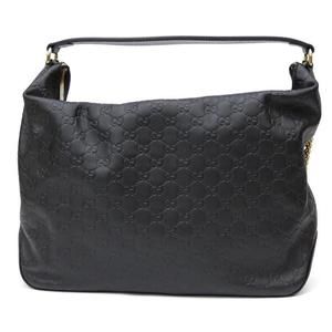 Gucci GG Black Leather Supreme Chain Shoulder Hobo Large Bag